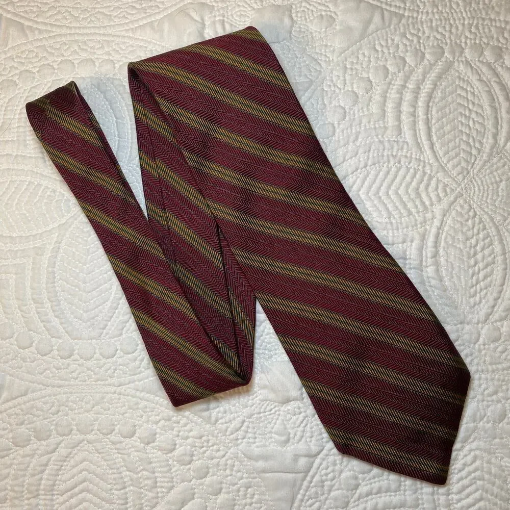 Hickey Freeman Men's Silk Repp Tie Classic Maroon Diagonal Stripe USA Made 60x4
